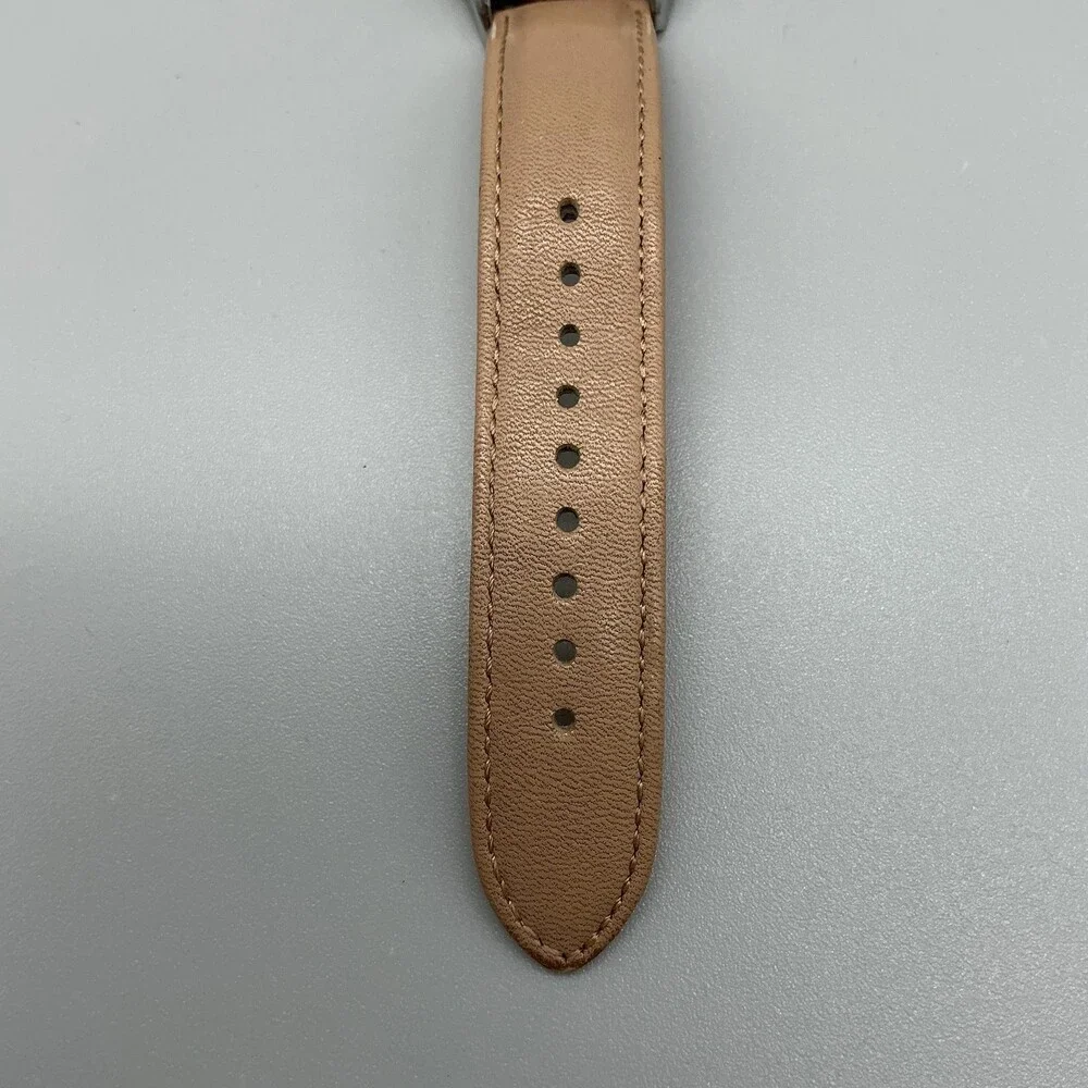 Fossil Womens Watch 36mm Rose Gold Tone Beige Leather Day Date New Battery